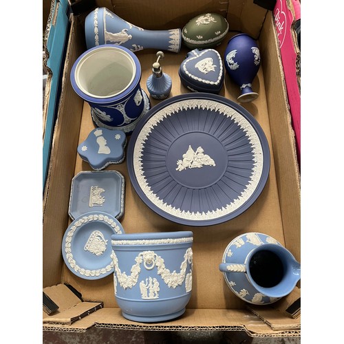 760 - A box of Wedgwood jasperware including planter, etc.