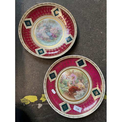 710 - Two 'Vienna' transfer printed shallow bowls depicting garden scenes