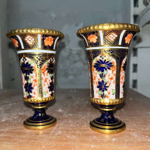 479 - A pair of Royal Crown Derby small vases, pattern 1051, approx height 10.5 cm