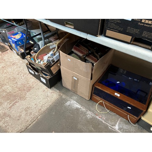 462 - 5 boxes of miscellaneous items including Nintendo DS games, books, collectables, Garrard turntable, ... 