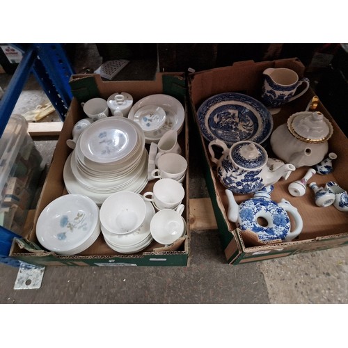 322 - A mixed lot of ceramics including Wedgwood 'Ice Rose' dinner wares, blue and white wares, teapots, e... 