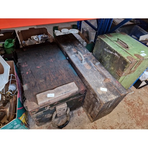 342 - 3 wooden toolboxes ( empty ).