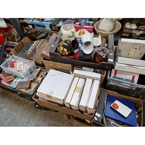 365 - 16 boxes of miscellaneous items including cameras, collectables, bibles, collector's plates, vases, ... 