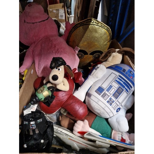 405 - A box of toys and collectables including Star Wars, Star Trek, Wallace and Grommit, Star Wars figure... 