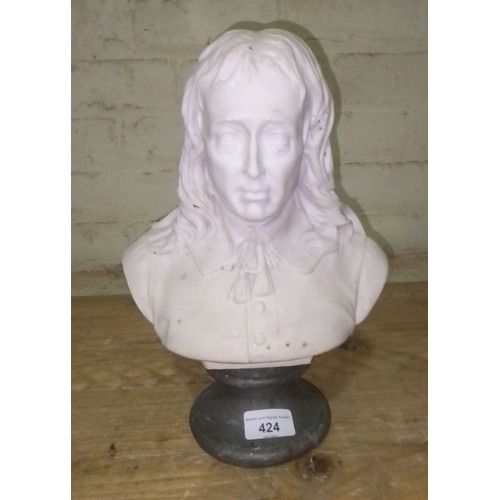 424 - A marble bust, height 31cm.