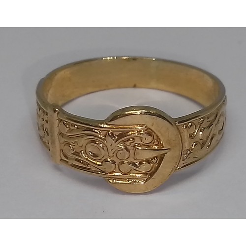 429 - A hallmarked 9ct gold buckle ring, weight 1.4g, size H.