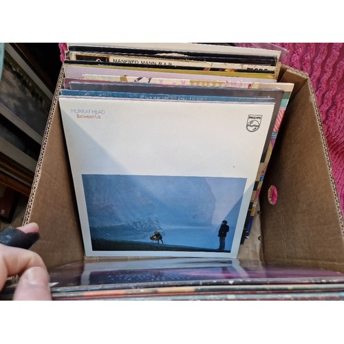 268 - A box of vinyl LP records, various artists and genres, including Pink Floyd 'The Wall'.