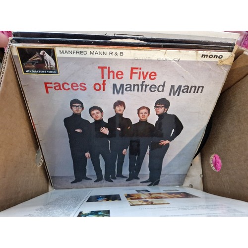 268 - A box of vinyl LP records, various artists and genres, including Pink Floyd 'The Wall'.