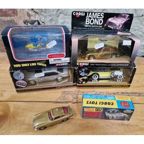 197 - Five Corgi James Bond die cast model vehicles, all boxed.