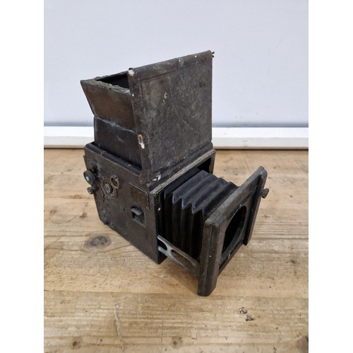 249 - A box of assorted cameras, accessories and 2 cases of various slides to include a Kodak Retinette & ... 