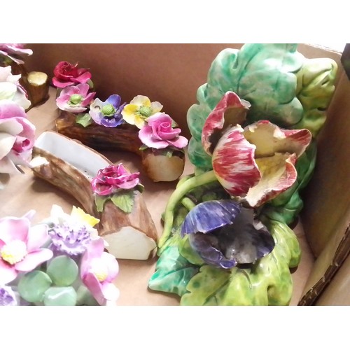 692 - A box of ceramic posy ornaments to include Aynsley, Capodimonte, etc.