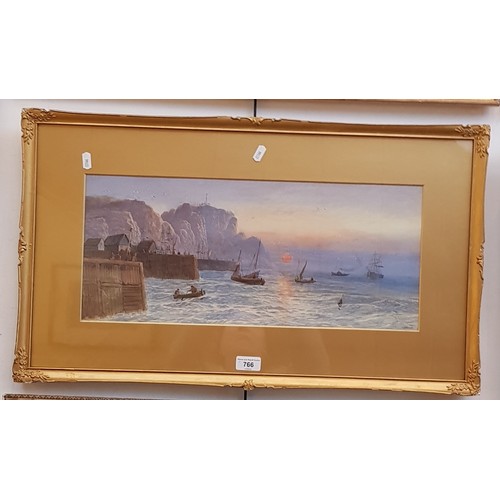 766 - L Lewis, late 19th century school, coastal scene, watercolour, signed to lower right and dated (18)9... 