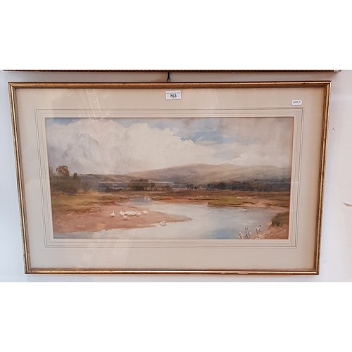 763 - Bernard Eyre-Walker (1886-1972), 'The Lowther Valley', watercolour, 63cm x 32cm, signed, glazed and ... 