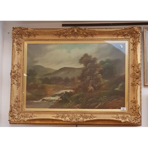 761 - T Wilson (British, 19th century), oil on canvas, landscape scene, 74cm x 49cm, framed and glazed, sw... 