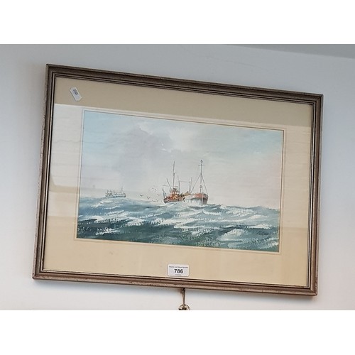 786 - Guy Todd (British, 20th century), watercolour, fishing boats, 37cm x 33.5cm, signed to lower right, ... 