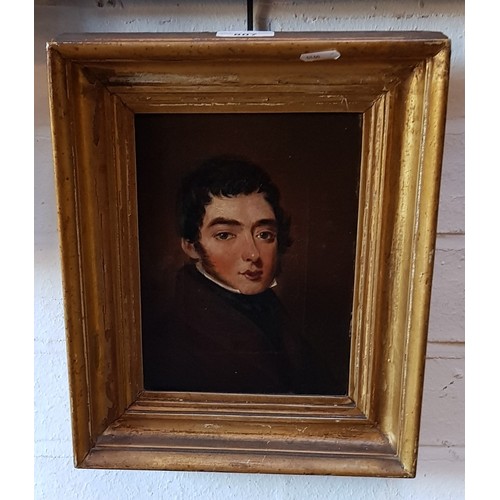 807 - 19th century, oil on canvas, portrait of a man, 15.5cm x 20.5cm, unsigned, gilt frame, 25.5cm x 31cm... 