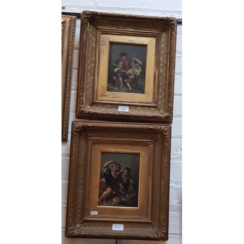 804 - After Bartolome Esteban Murillo (1618-1682), pair of oils on canvas, street children eating, 14cm x ... 