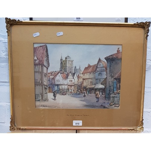 810 - Cyril Hardy (British, 1889-1951), 'An Old World Town', watercolour, 35cm x 25cm, signed to lower lef... 