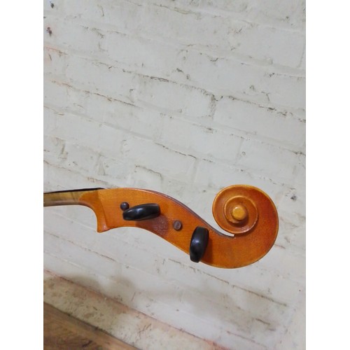 272 - A 20th century East German student cello, 2 piece back length 760mm, with bow and soft case.