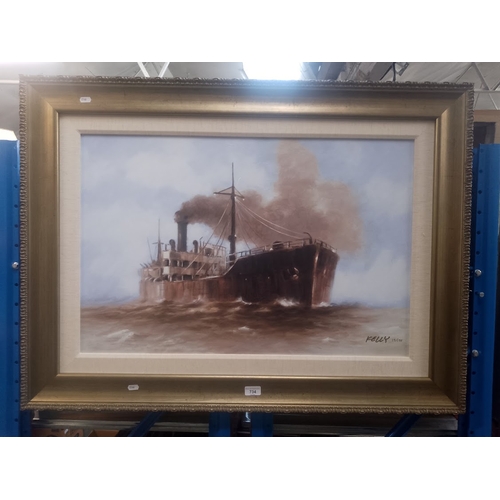 734 - John Kelly (Scottish, 20th century), 'China Tanker', signed limited edition Giclee print on canvas, ... 