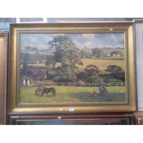 738 - Dr Gilbert Simpson (British, 20th century), 'Manor Farm, Halesowen', oil on canvas, 90cm x 60cm, lab... 