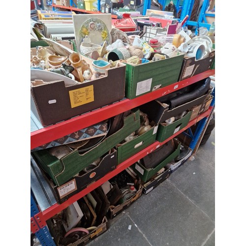 97 - 15 boxes of miscellaneous items including ceramics, ornaments, glassware, old glass bottles, metal w... 