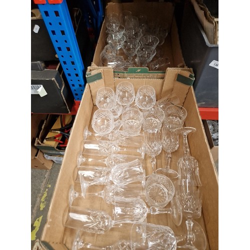 135 - Two boxes of glassware to include crystal, etc.