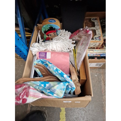 172 - A box of assorted crafting items including Montie brushes, Paper, Paints, Fabric etc