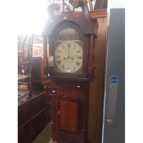 828 - A Georgian eight day long case clock with weights and pendulum, the dial marked Joshua Farrer, Donca... 