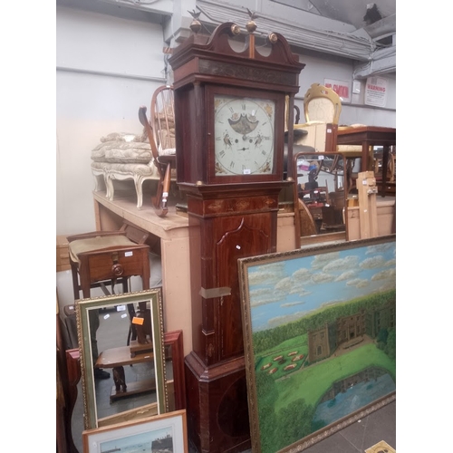 830 - A Georgian eight day mahogany long case clock, with painted dial, marked Lloyd Wigan.