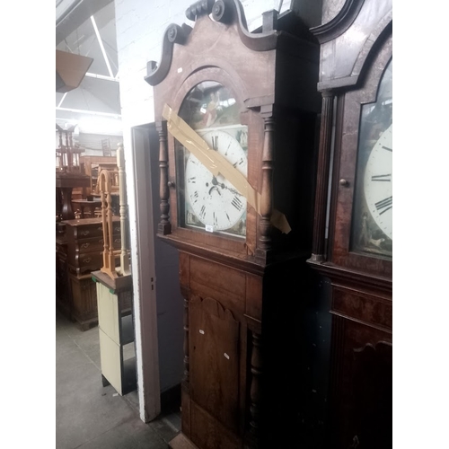 832 - A Georgian eight day mahogany long case clock, with painted dial.