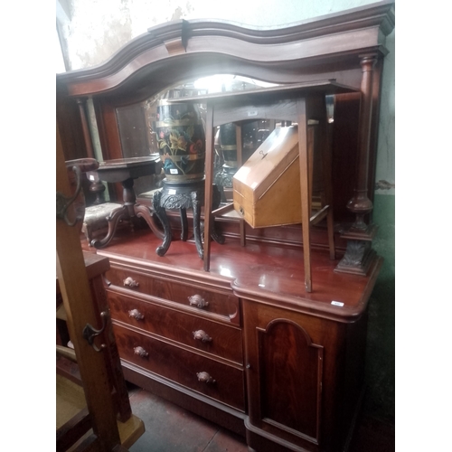 838 - A Victorian mahogany mirror back sideboard.