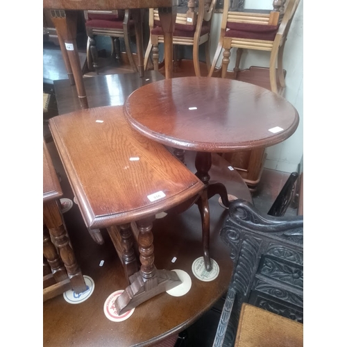 856 - A Bevan Funnell aged oak Sutherland table together with an aged oak coffee table and an aged oak tri... 