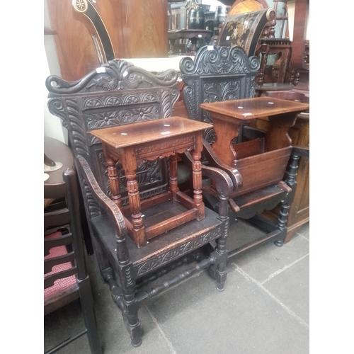 857 - Two 19th century carved oak Wainscot chairs.