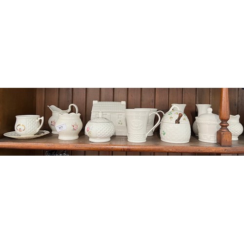 517 - 12 pieces of Irish porcelain - 4 are by Belleek including a honey pot