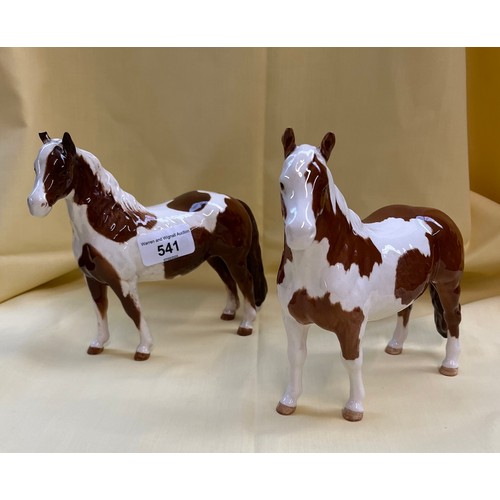 541 - 2 Beswick brown and white Pinto horse figures