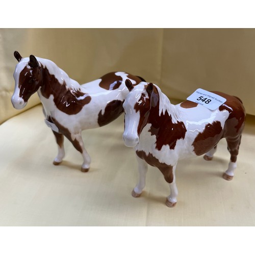 548 - Two Beswick Piebald horses, height appx 17cm