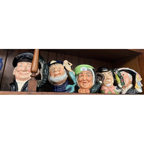 531 - 5 Royal Doulton large character jugs including ‘The Walrus & Carpenter’ (D6600), ‘Pearly Queen’ (D67... 