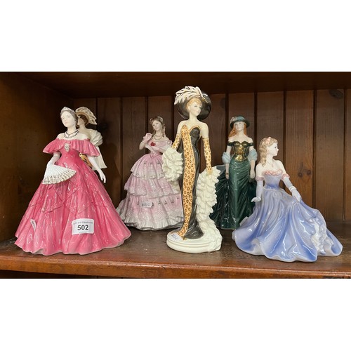 502 - A collection of six porcelain figures, comprising Coalport and Royal Worcester.