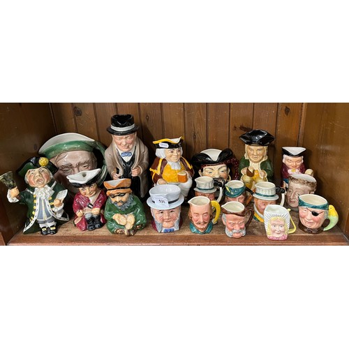 526 - Assorted toby and character jugs including large Royal Doulton ‘Winston Churchill’ D6171 and others ... 