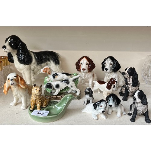 642 - Various dog models including Beswick, Border Fine Arts, Goebel, Wade etc. Condition - BFA model with... 