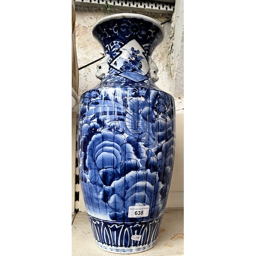 638 - A large blue and white oriental vase -height appx 46cm