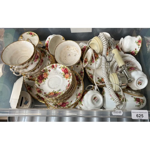 625 - A box of mainly Royal Albert Old Country Roses ceramics - appx 40 pieces including telephone