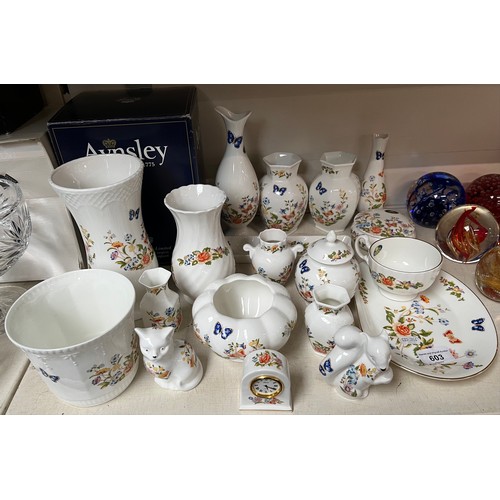 603 - Aynsley ‘Cottage Garden’ china including a squirrel, cat, boxed tray with ‘Oban’ cup - 18 pieces