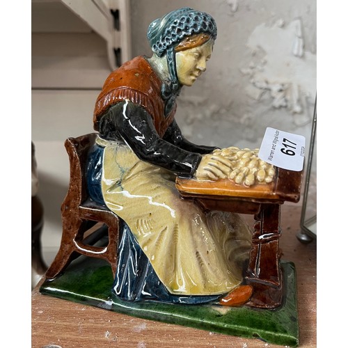 617 - Early 20th century Flemish pottery figure of a lacemaker