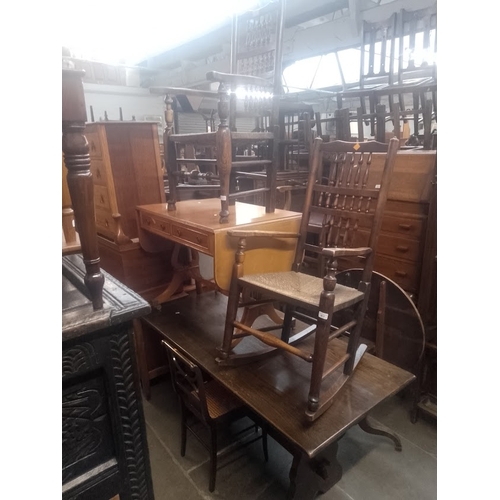 917 - A 19th century Lancashire armchair together with a Lancashire rocking chair.