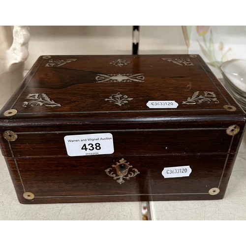 438 - A 19th century rosewood and mother of pearl jewellery/sewing box.