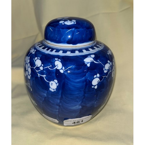 481 - Chinese blue and white porcelain small ginger jar