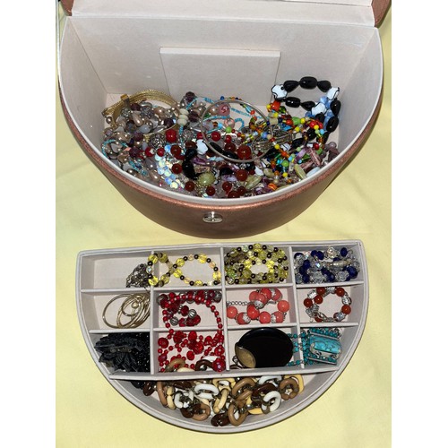 486 - A jewellery box containing vintage and jewellery including sets, stone necklaces