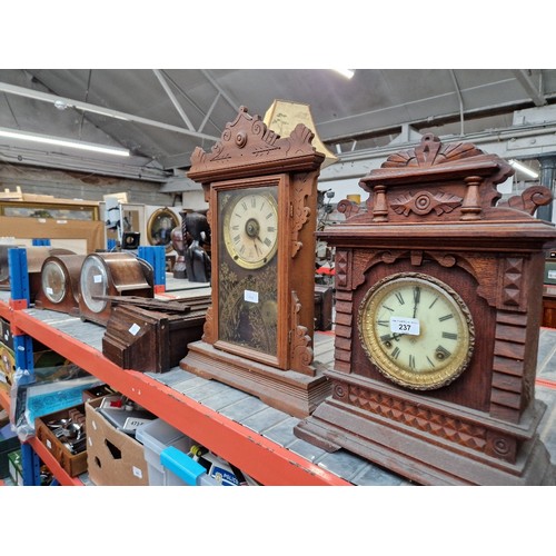 237 - 5 mantel clocks, 1 wall clock and 2 other clocks.